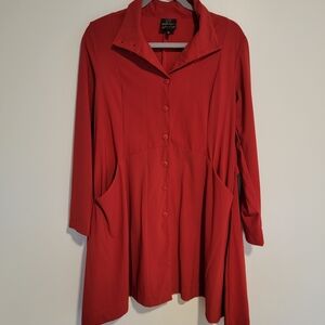 Spiriticuss Red Dress Long Sleeve Button Up Small